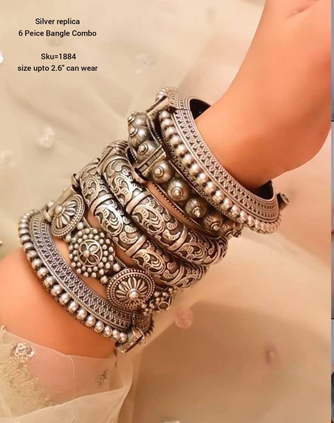 Silver Replica Kada Stack