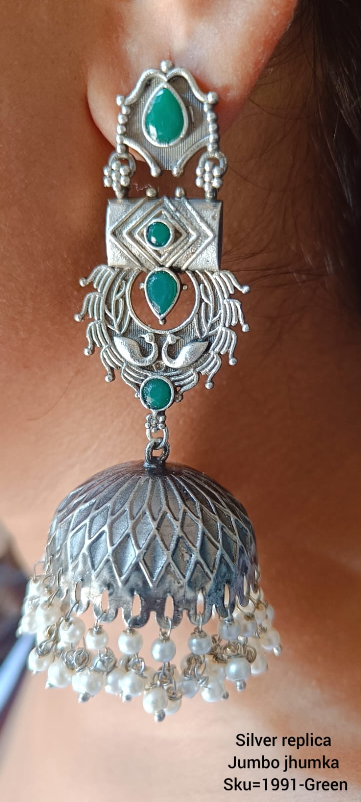 Silver Replica Jhumkas