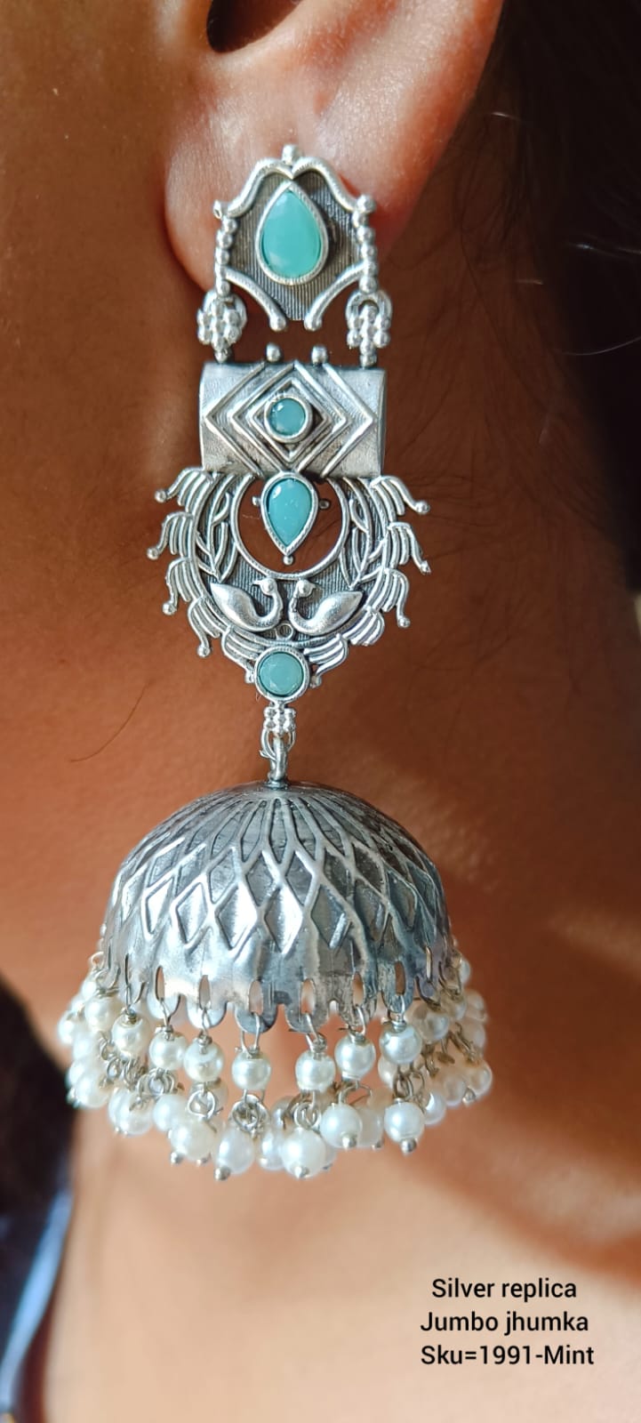 Silver Replica Jhumkas