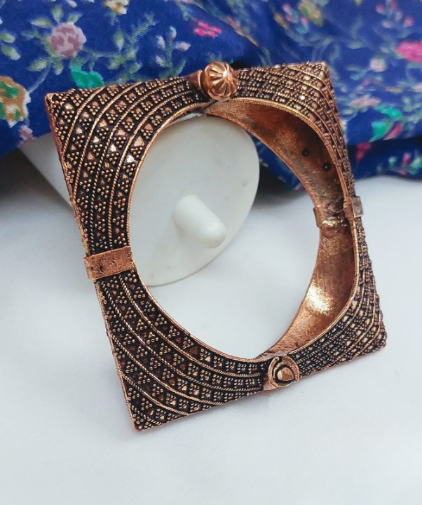 Rectangle Oxidized Kada Rose Gold