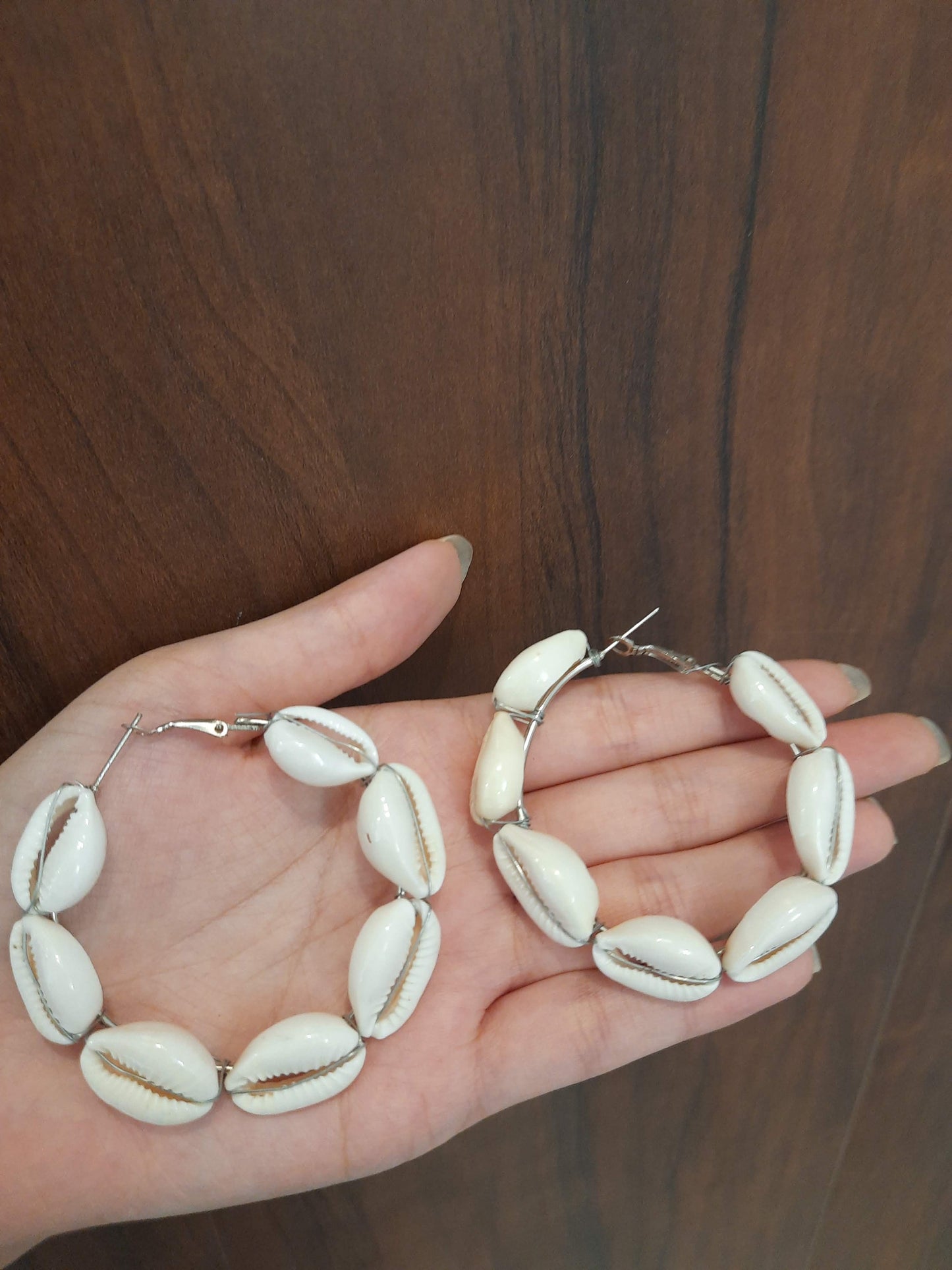 White Shell Hoop Earrings