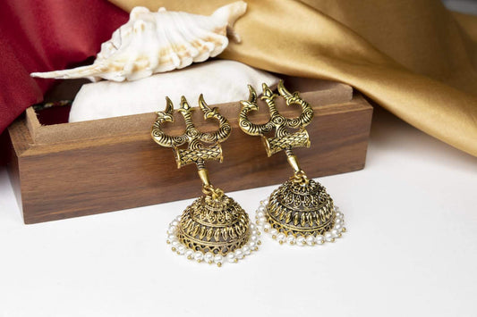 Trishul Earrings Golden