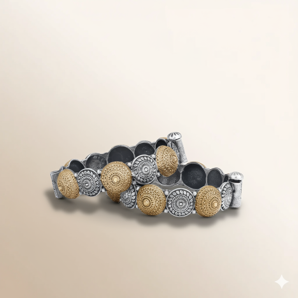 Mandala Mix Oxidised Kada