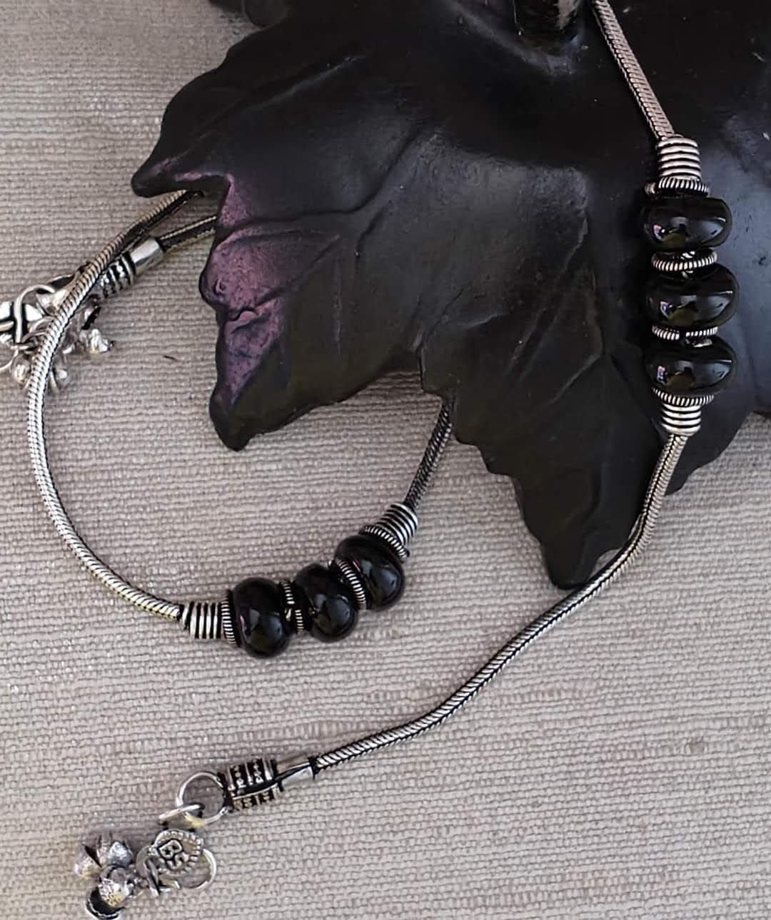 Oxidized Beaded Anklets