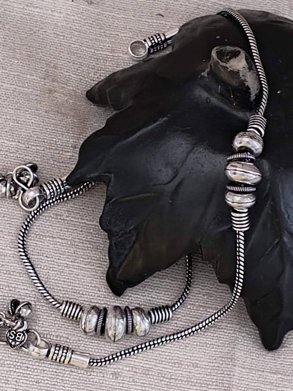 Oxidized Beaded Anklets