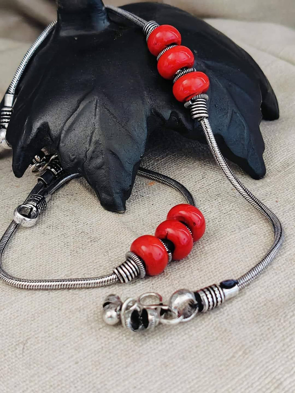 Oxidized Beaded Anklets