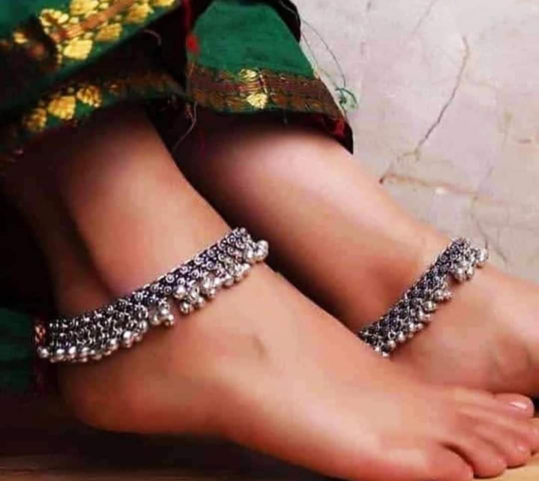 Oxidized Silver Ghunghroo Anklets