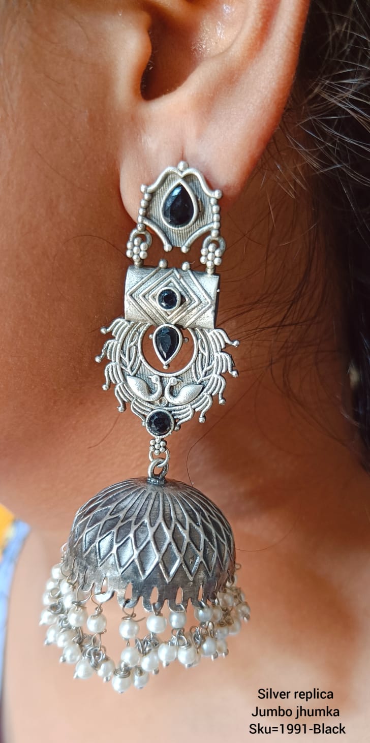 Silver Replica Jhumkas