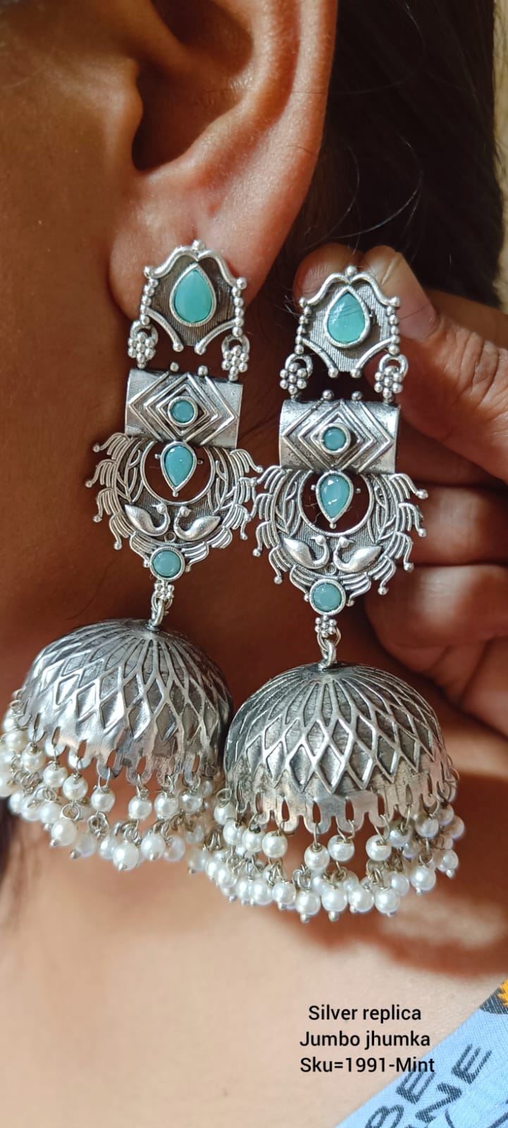Silver Replica Jhumkas