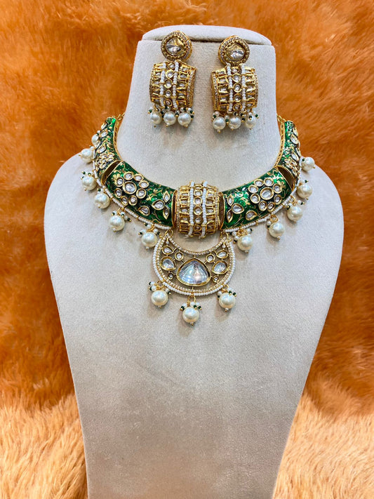 Green Polki Kundan Set