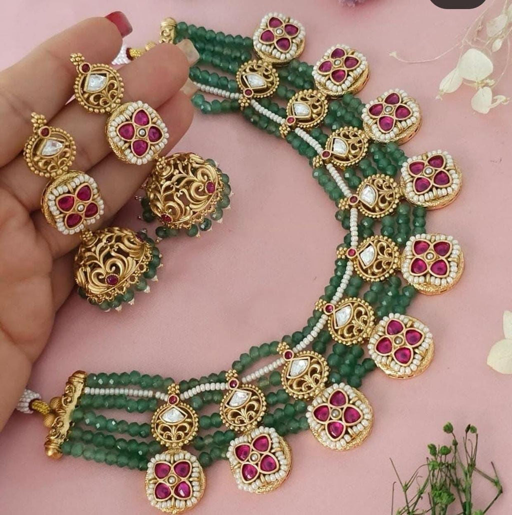 Polki Onyx Set