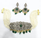 Kundan Polki Choker Set Green