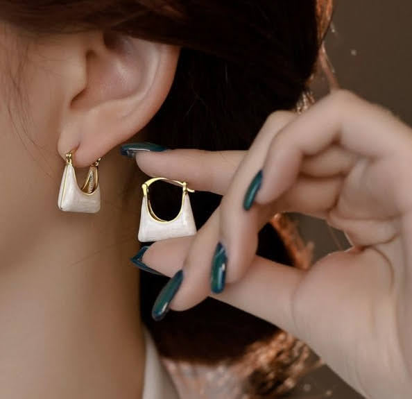 White Baggie Earrings