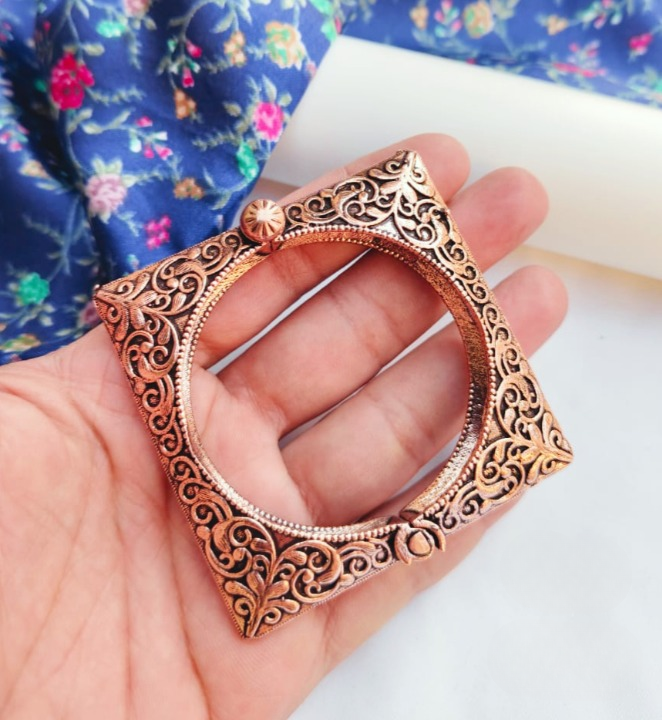 Square Oxidized Kada Rose Gold