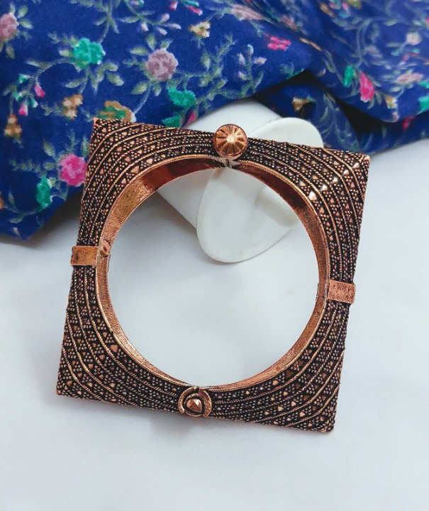 Rectangle Oxidized Kada Rose Gold