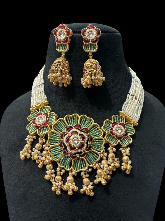 Floral Meenakari Necklace Set