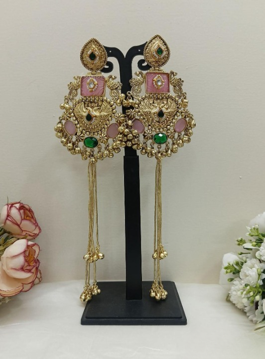 Trendy Pink Kashmiri Chandbalis
