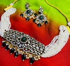 Kundan Polki Choker Set Green