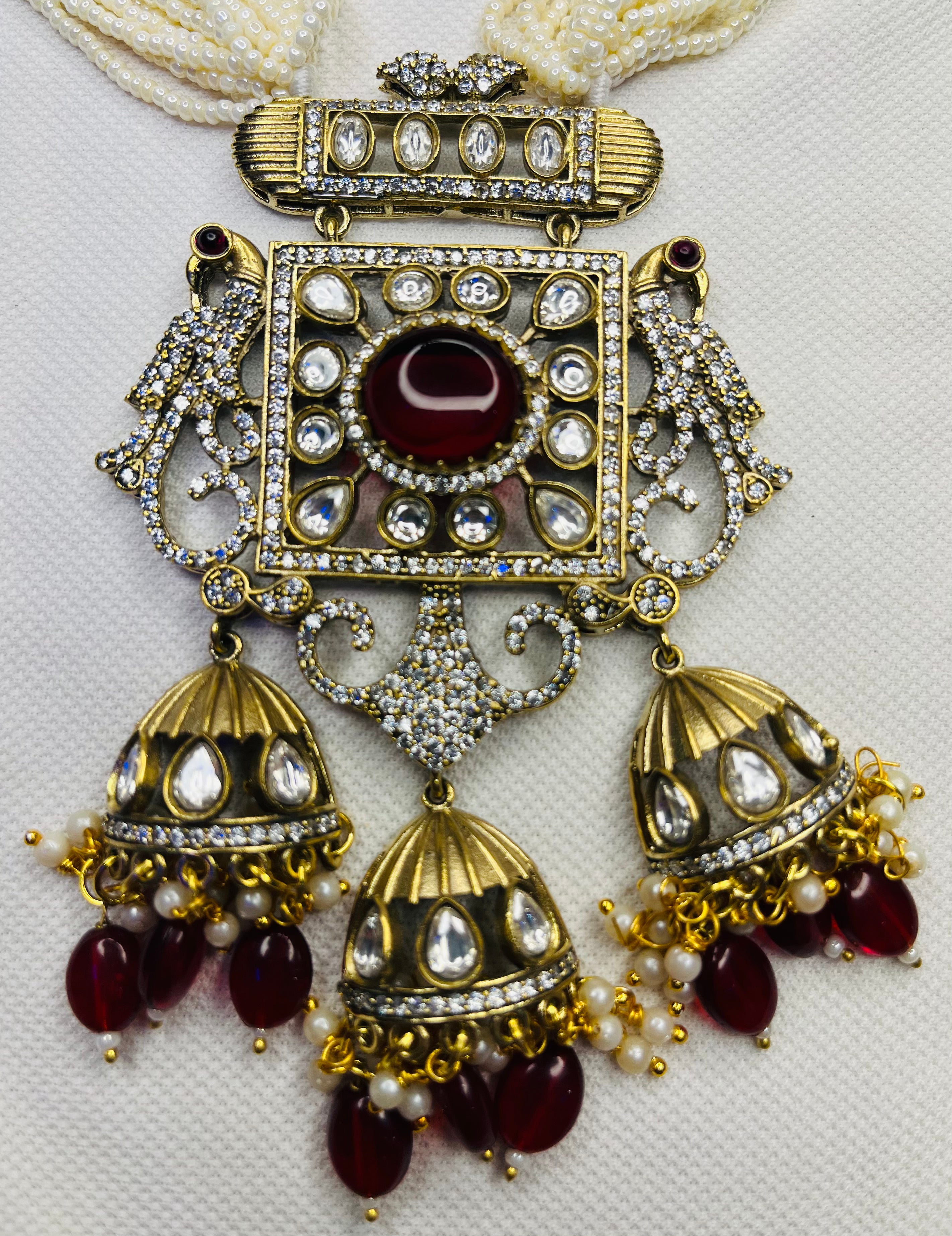 Tri-Kundan Necklace Set
