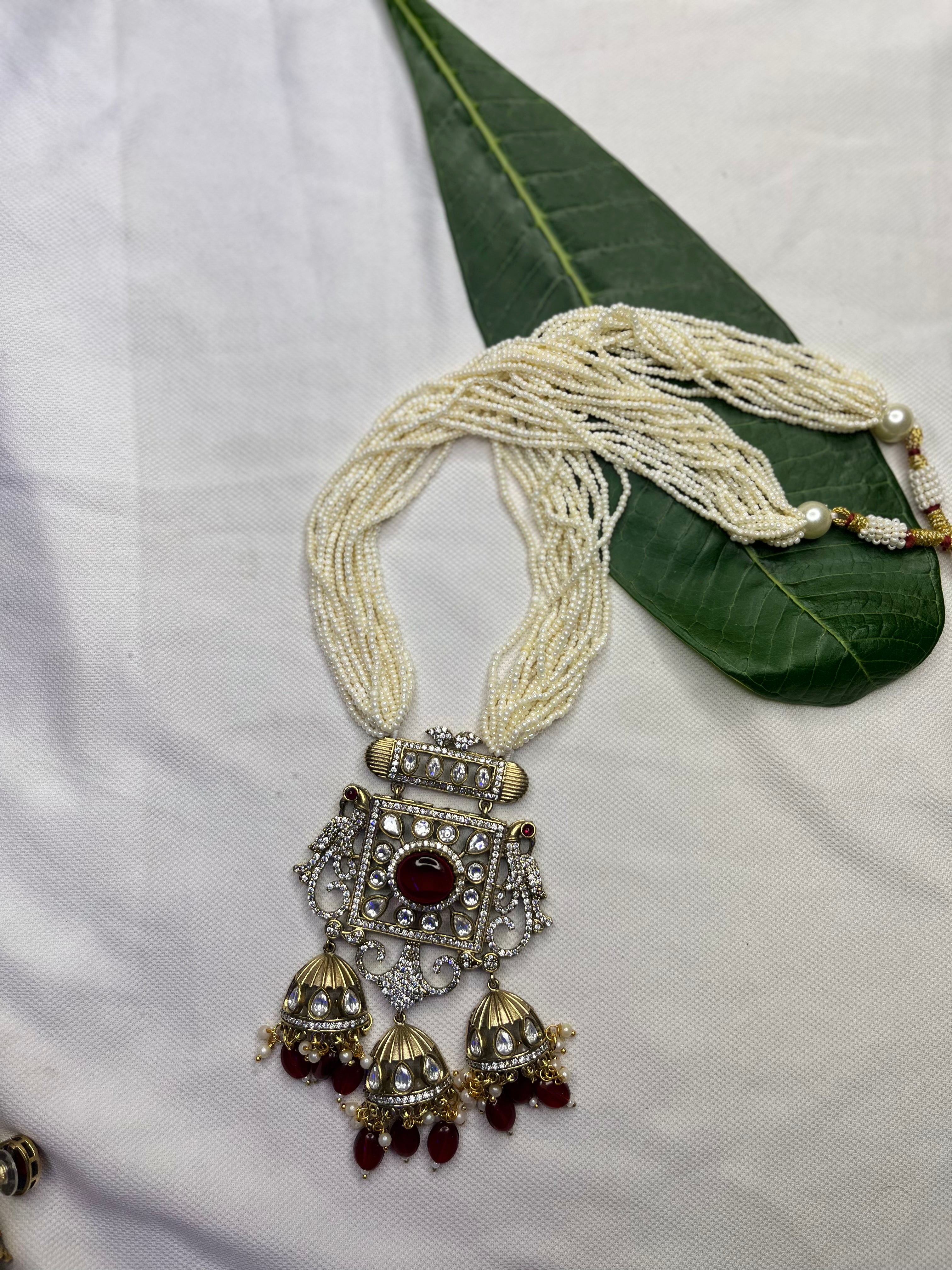 Tri-Kundan Necklace Set