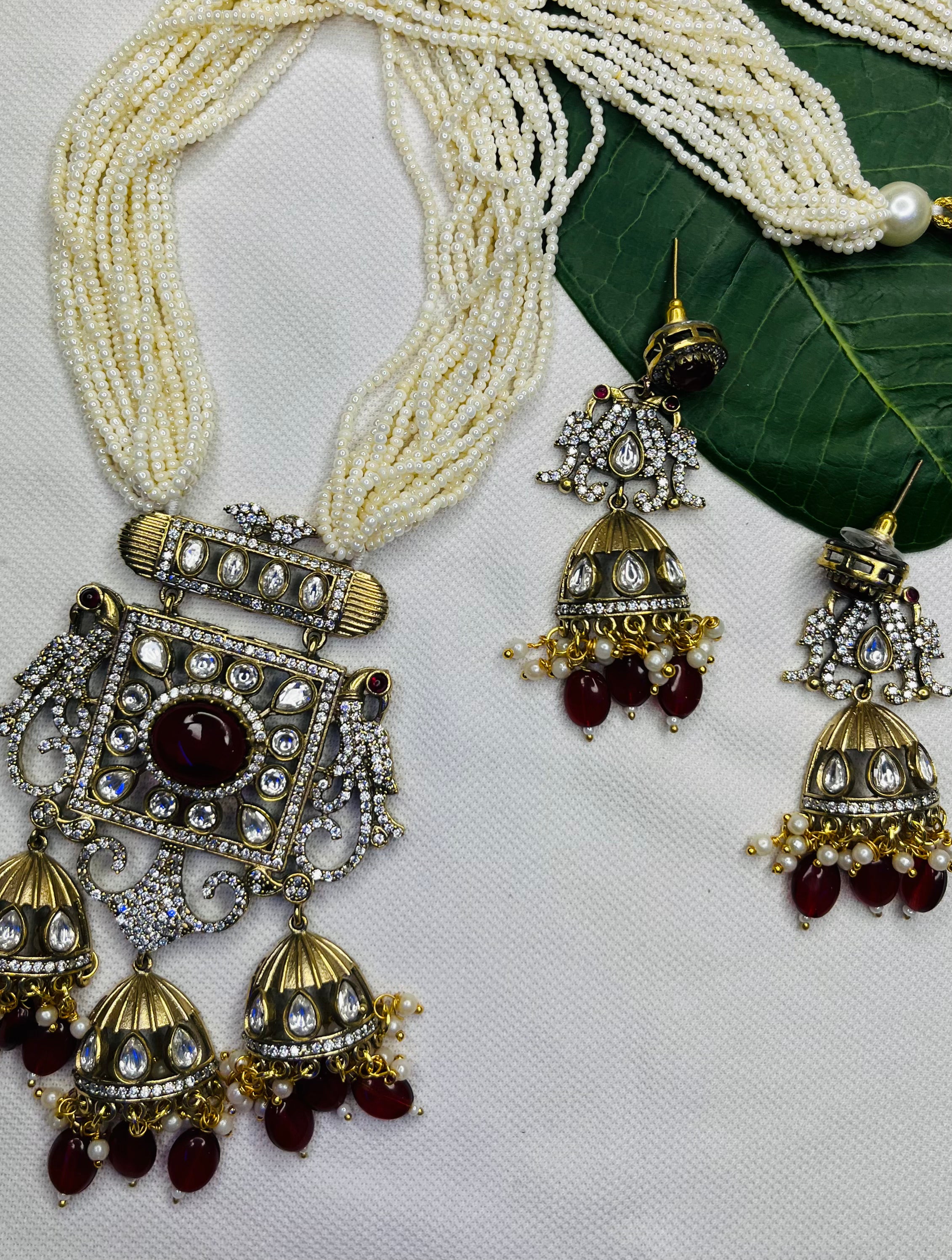 Tri-Kundan Necklace Set
