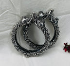 Silver Replica Oxidised Kada (Elephant Design)