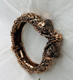 Silver Replica Oxidised Kada (Elephant Design)