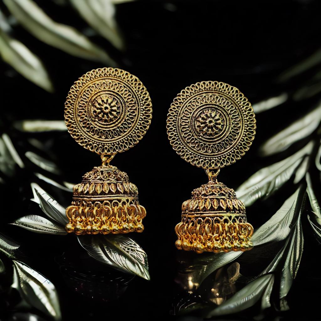 Mandala Golden Jhumkas