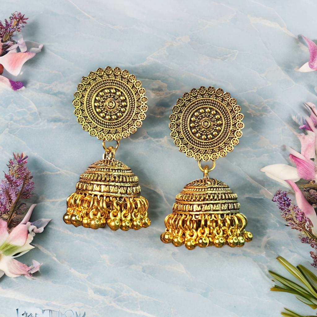 Mandala Golden Jhumkas (Small)