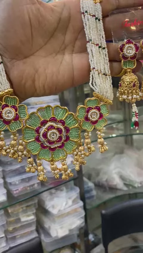 Floral Meenakari Necklace Set