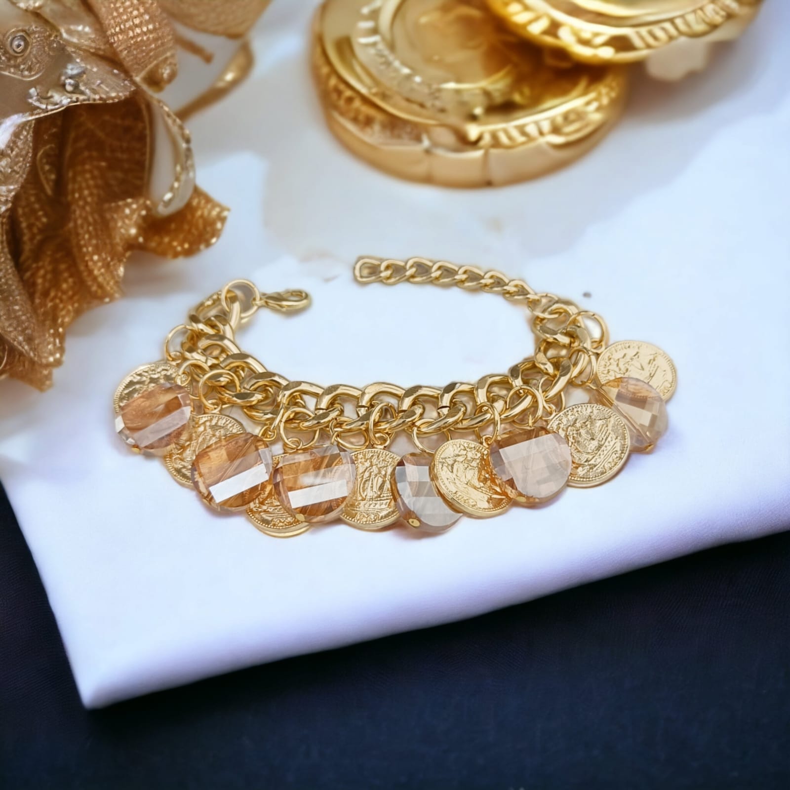 Crystal and Coin Bracelet