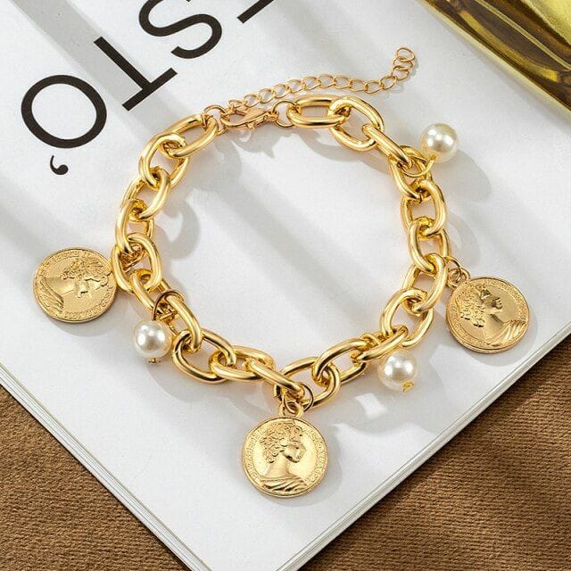 Pearl and Coin Bracelet