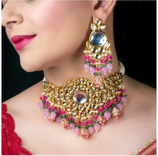 Pink Kundan Choker Set