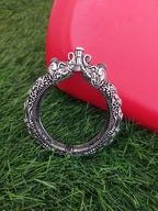 Silver Replica Oxidised Kada (Elephant Design)