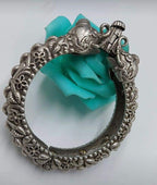 Silver Replica Oxidised Kada (Elephant Design)