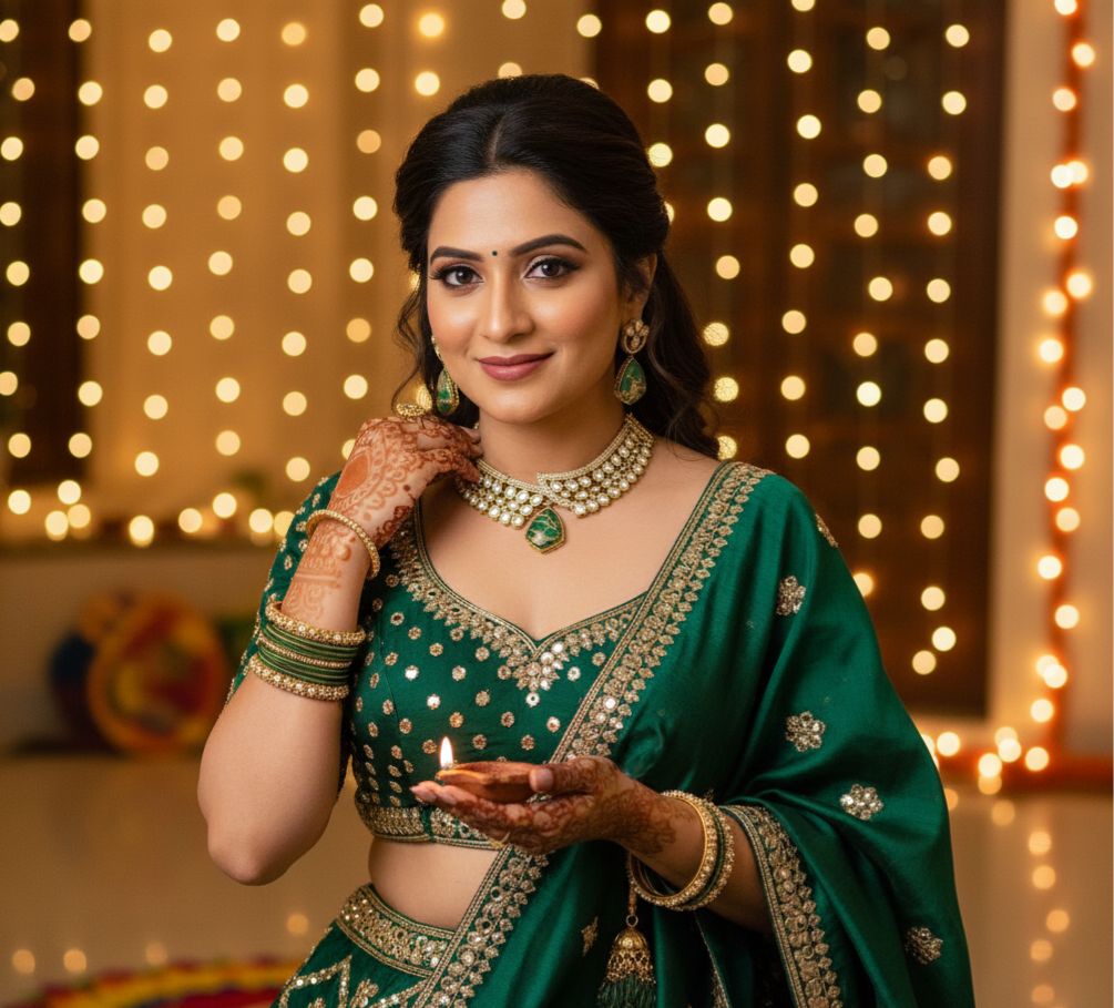 Emrald Leafy Kundan Choker Set