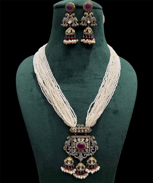 Tri-Kundan Necklace Set