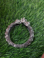 Silver Replica Oxidised Kada (Elephant Design)