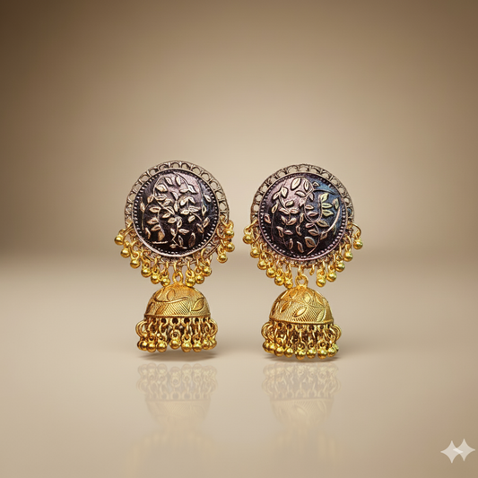 Leafy Jhumkas (Golden)