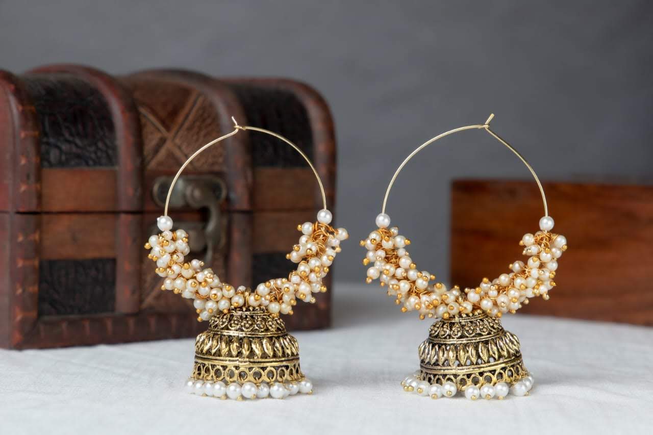 Chanbali Bead Jhumkas