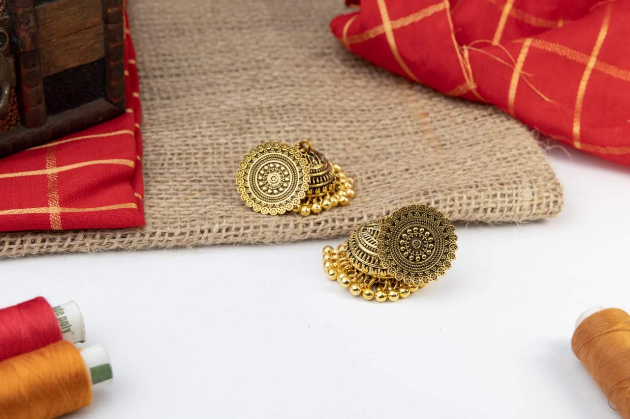 Mandala Golden Jhumkas (Small)